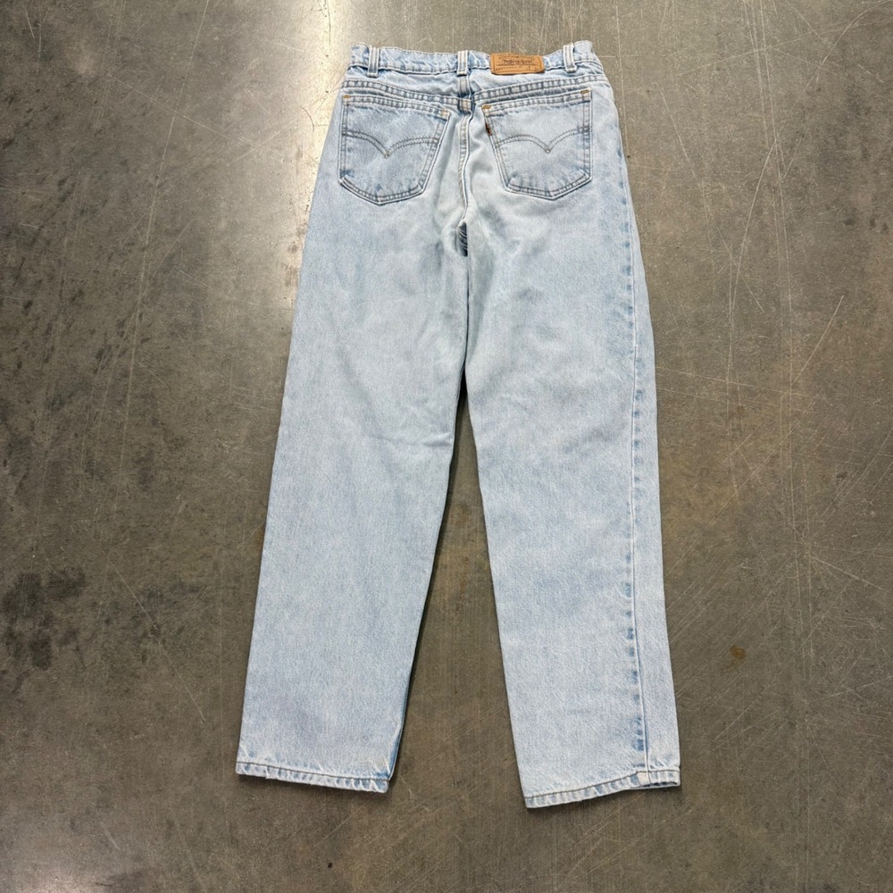 Vintage Levis 550 Student Orange Tab Light Wash Relaxed Fit Jeans 29x28 USA Made